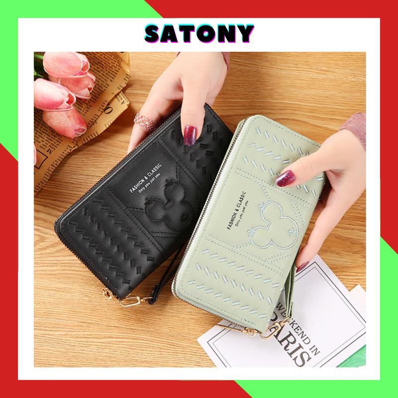 Ví nữ dài cầm tay thời trang Hàn Quốc cao cấp sang trọng giá rẻ đựng tiền điện thoại nhiều ngăn học sinh sinh viên SATONY VDCT02 Da Nhung Wallet