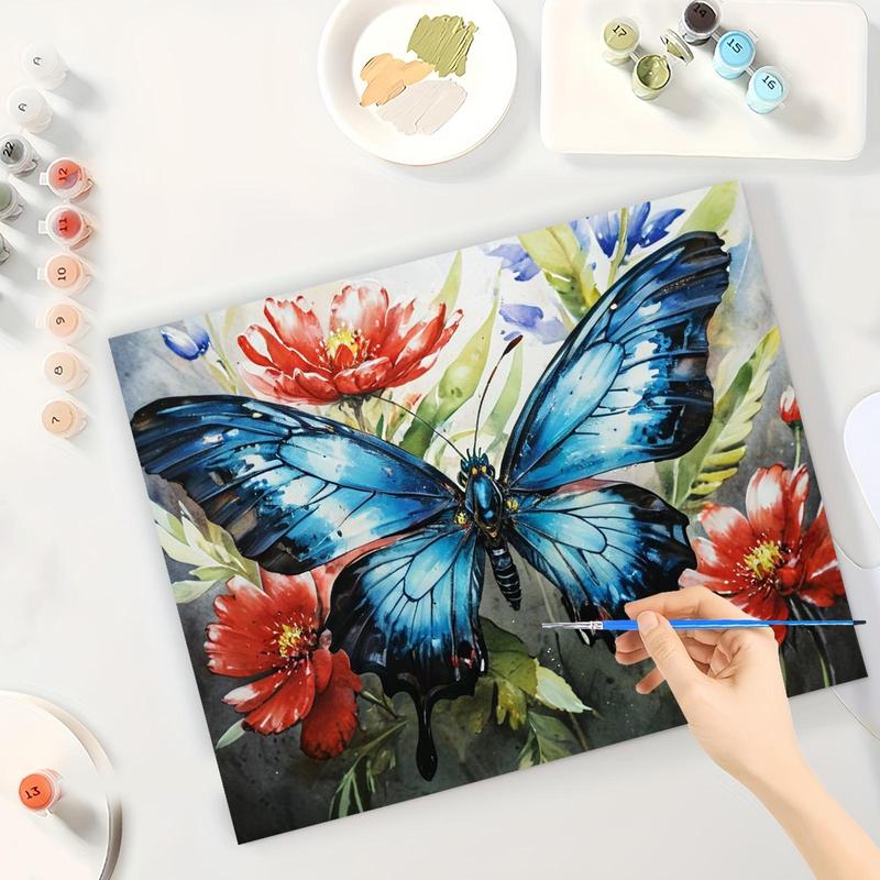 Product Introduction of Butterfly & Flower Pattern DIY Painting By Numbers Kit, 1 Set DIY Paint By Numbers Kit, Wall Art Decoration for Home Living Room Bedroom 5