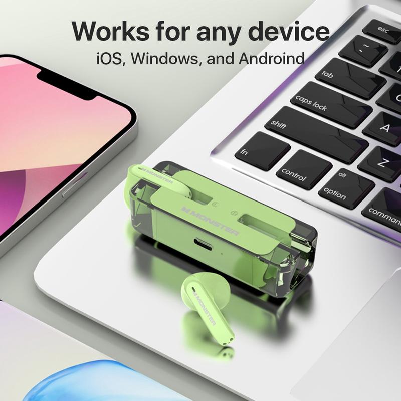 Monster XKT08/ XKT25  Wireless Bluetooth Earphone TWS Headset Earbuds - Hitam Earphones Telepon Headphone 6