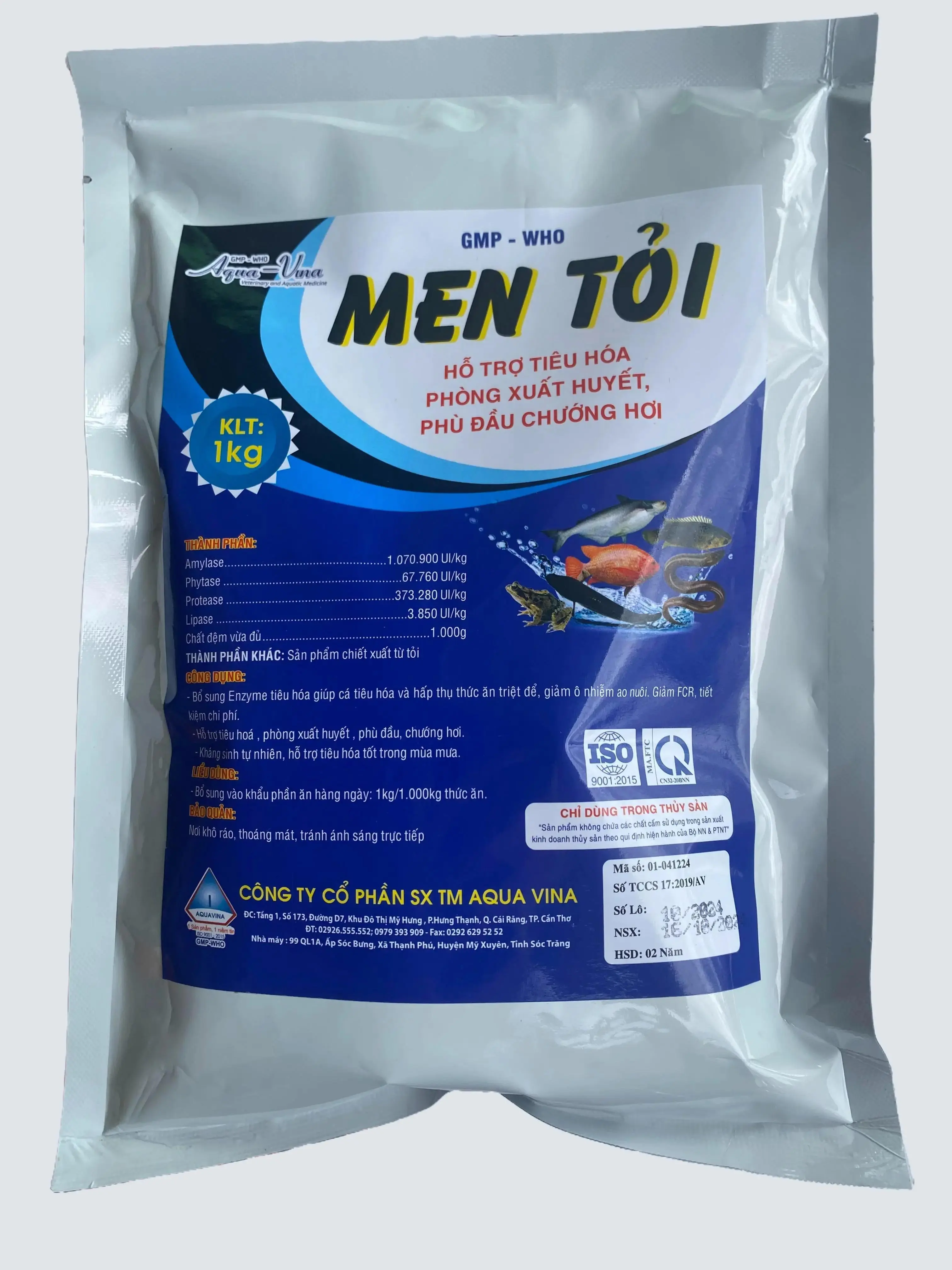 Men Tỏi AQUA ViNA_Hỗ Trợ Tiêu Hoá, Phòng Xuất Huyết, chướng Hơi cho Thuỷ Sản - Bổ Sung Enzym Tiêu Hoá, Giảm Ô Nhiễm Ao Nuôi