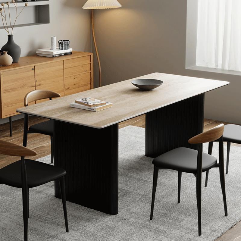 Dining Table Sintered Stone Set Simple Home  Meal Designer High-End Imported Rectangular Rectangular Hole Simple Design Square 2