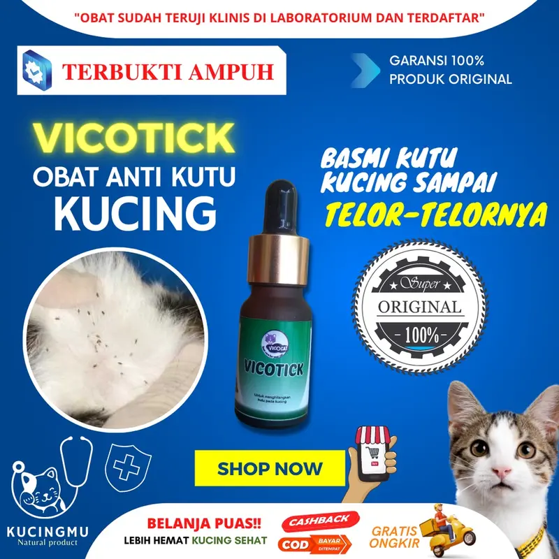 (COD) Obat Kutu Ampuh Anti Kutu Kucing Vicotick Basmi Kutu Kucing Sampai Telor-Telornya Garansi Kucing Bersih Kutu Mati 1