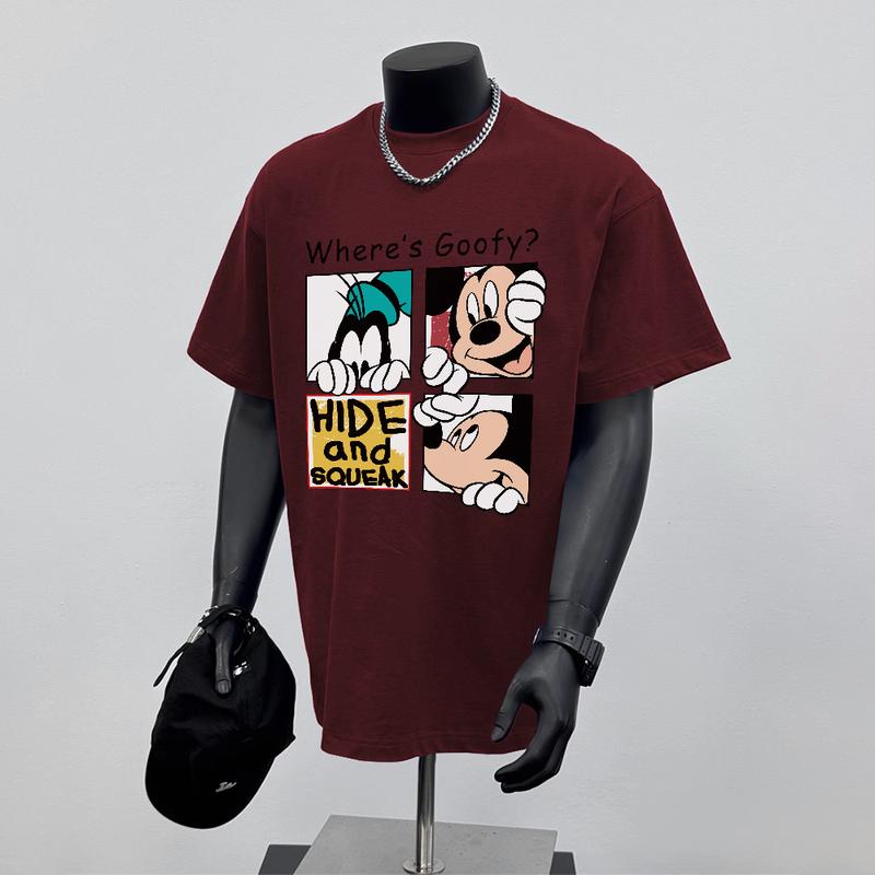 Product Introduction of Áo Thun Hoạt Hình Dáng Rộng Thùng Thình Ngắn Tay, 100% Cotton, Áo Cổ Thuyền, Dành Cho Nam Và Nữ, Unisex Menswear 14