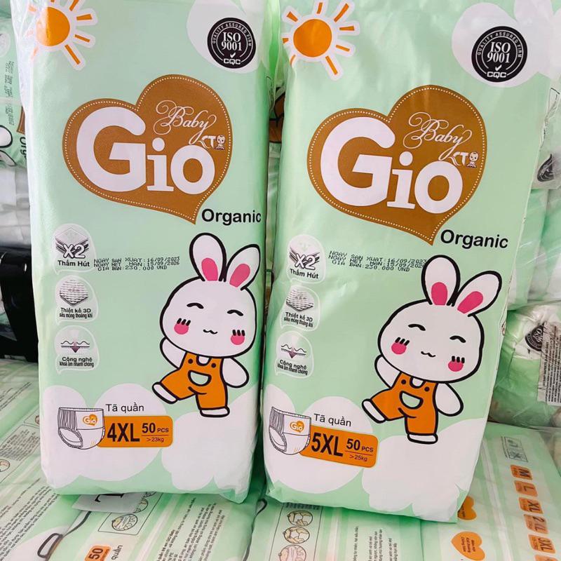 Bỉm quần Baby Gio Organic cao cấp 100 miếng giá rẻ Tả em bé đủ size M tới 2XL từ 5-20kg Cho Bé Voi