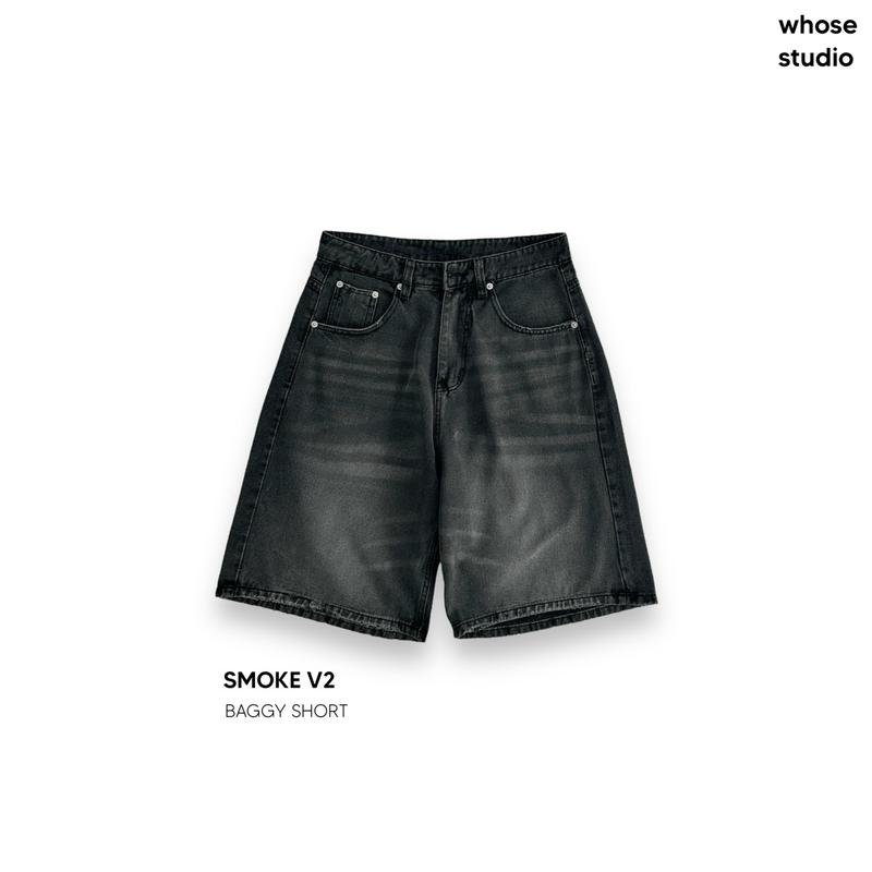 SMOKE V2 BAGGY SHORT - Quần short qua gối đen MS1302