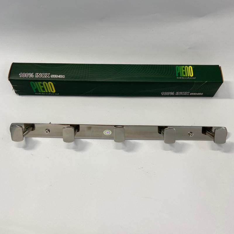 Móc áo 5 chậu vuông inox sus 304 mài bóng Treo Tường thanh treo đồ