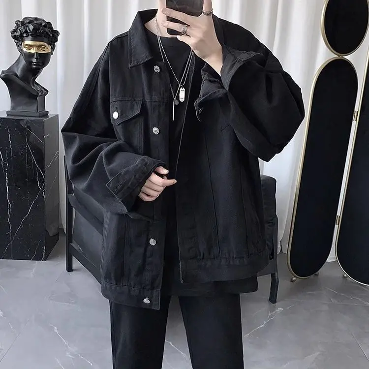 Áo Khoác Denim Nhật Bản, Phong Cách Tối Màu, Dành Cho Nam, Cổ Điển Mới Của Mỹ Hợp Xu hướng, Thường Ngày Và Dáng Rộng Rãi, Áo Khoác Quần Áo Bảo Hộ Lao Động Áo Khoác Hàng Đầu, Năm 2025