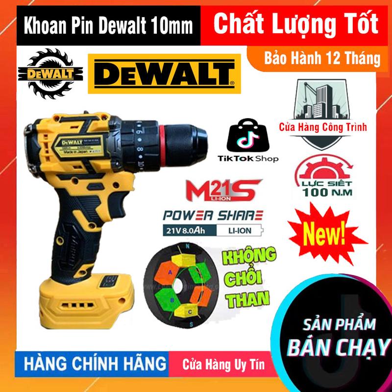 Máy Khoan Pin Dewalt 100N.m Pin 10 Cell 119V KHÔNG CHỔI THAN 10mm Khoan Tường khoan búa bắn vít mạnh mẽ bảo hành 12 tháng