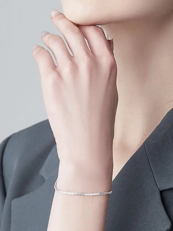 925 Sterling Silver Adjustable Link Anklet, Fashionable Anklet for Women & Girls, Trendy All-match & Exquisite Jewelry for Birthday Gift 4