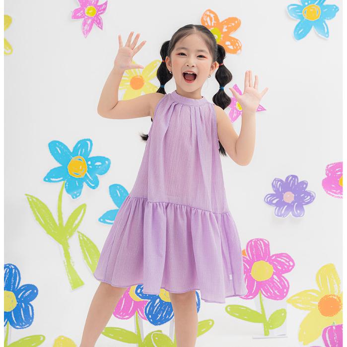 XẢ KHO Váy cổ yếm bé gái ILABY gập ly trước chất liệu đũi xốp mềm cho bé 10-35kg 1498