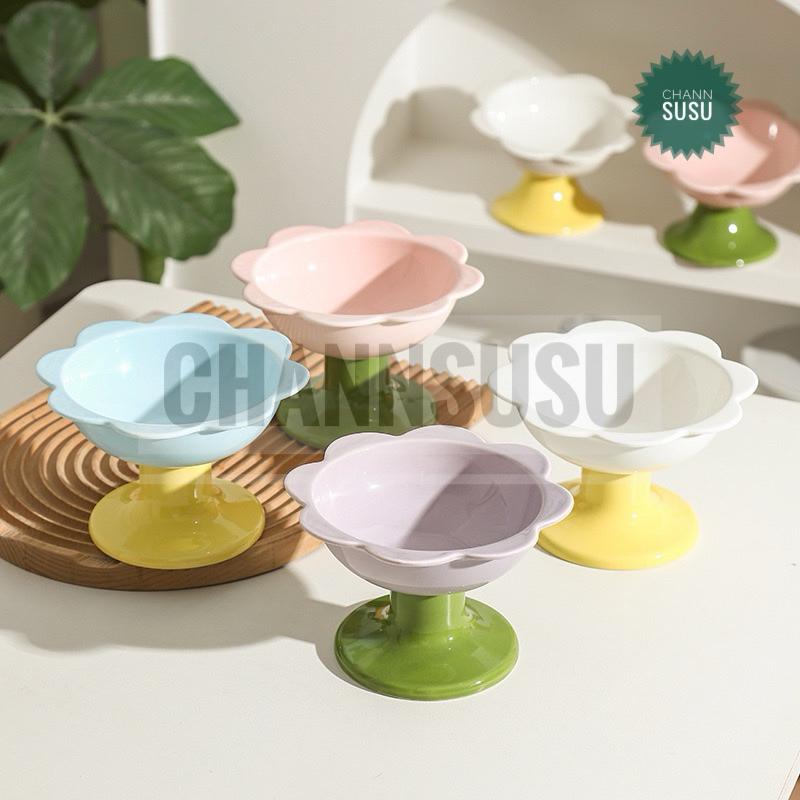 Bát ăn sứ cho thú cưng có chân- Bát ăn hoa xinh sứ chống xước chống gù cho chó mèo thú cưng 0