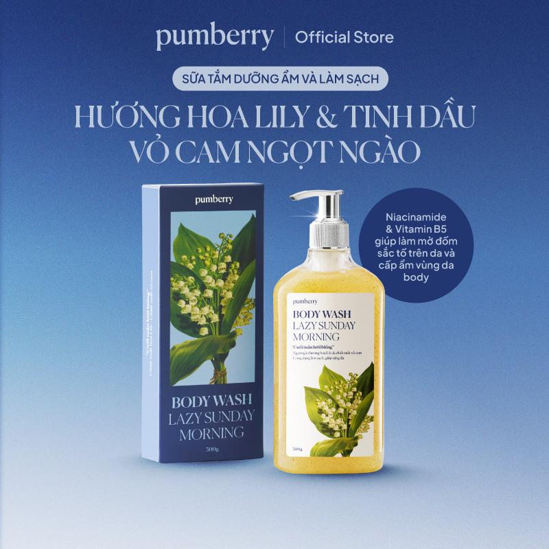 Sữa tắm hương hoa Lily cực chill Pumberry Lazy Sunday Morning dưỡng ẩm, thư giãn 325g