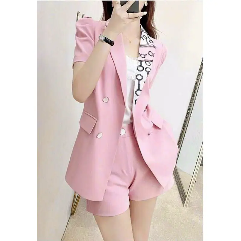 Set bộ vest short phối họa tiết cao cấp 4