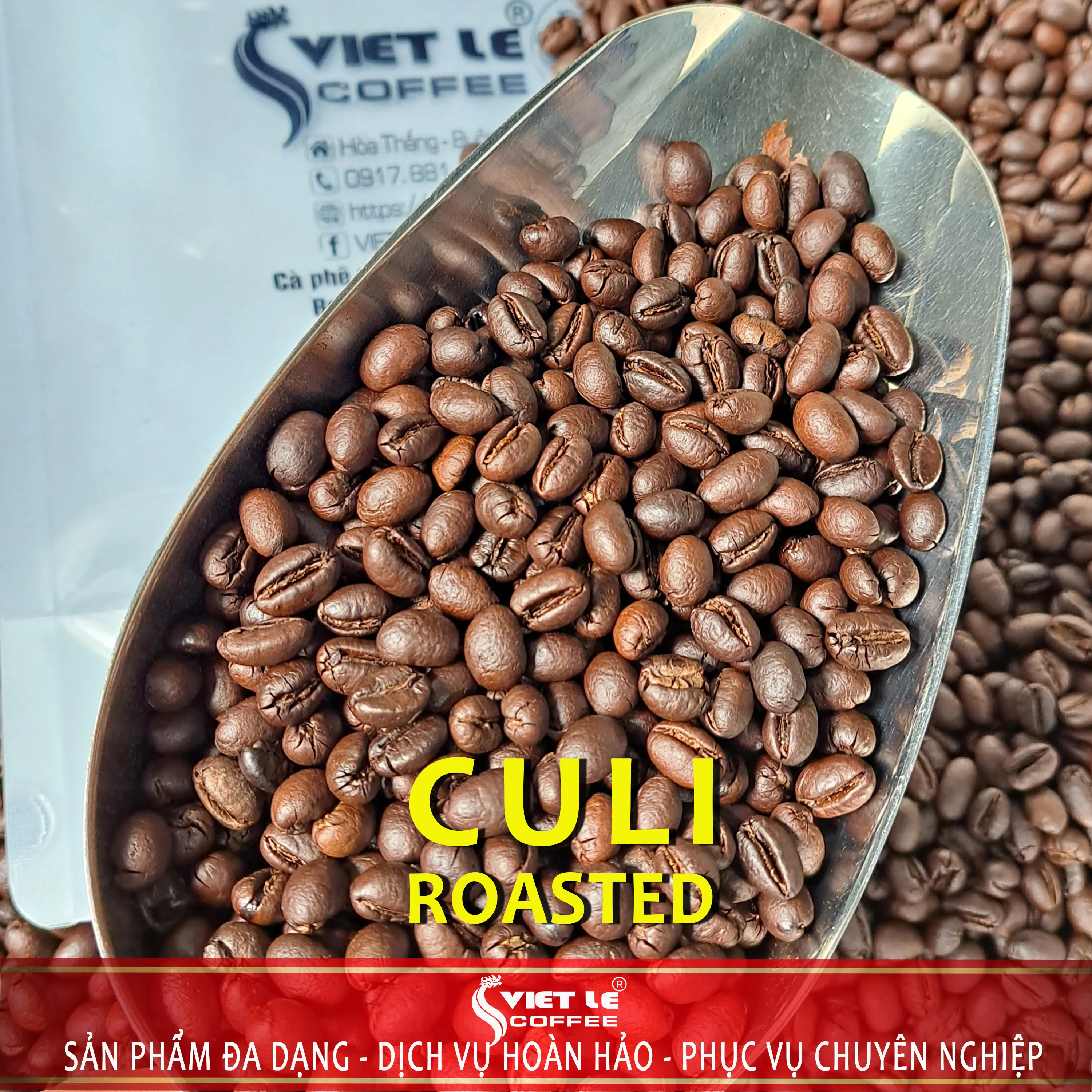 1kg Cà phê Culi Robusta rang mộc nguyên chất 100% Coffee Cafe