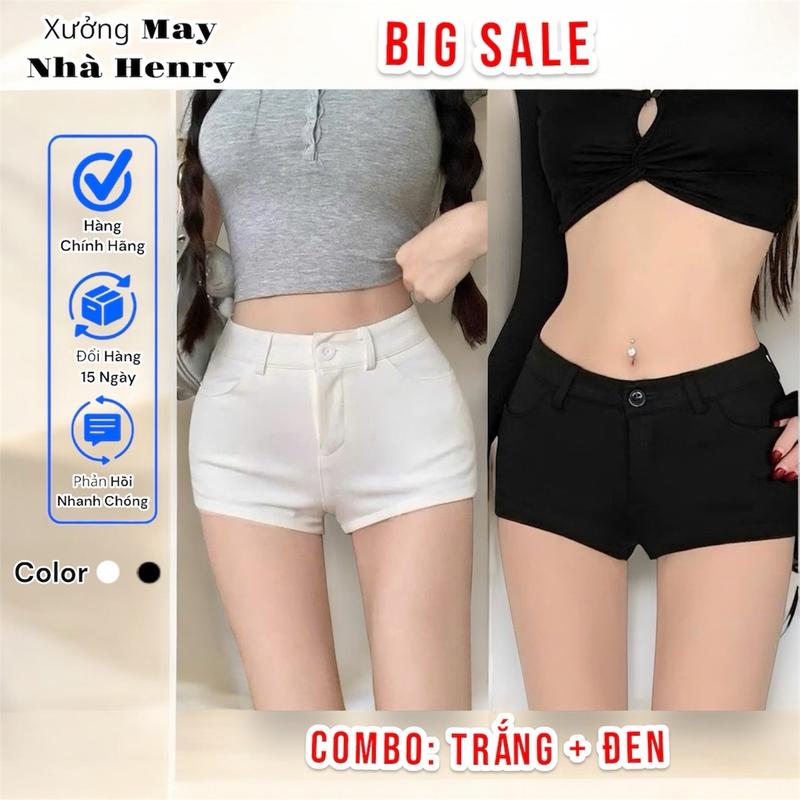 [Combo 2 Quần] Quần Short Nữ Cạp Trễ- umi Co Giãn 4 Chiều Women Pants 0