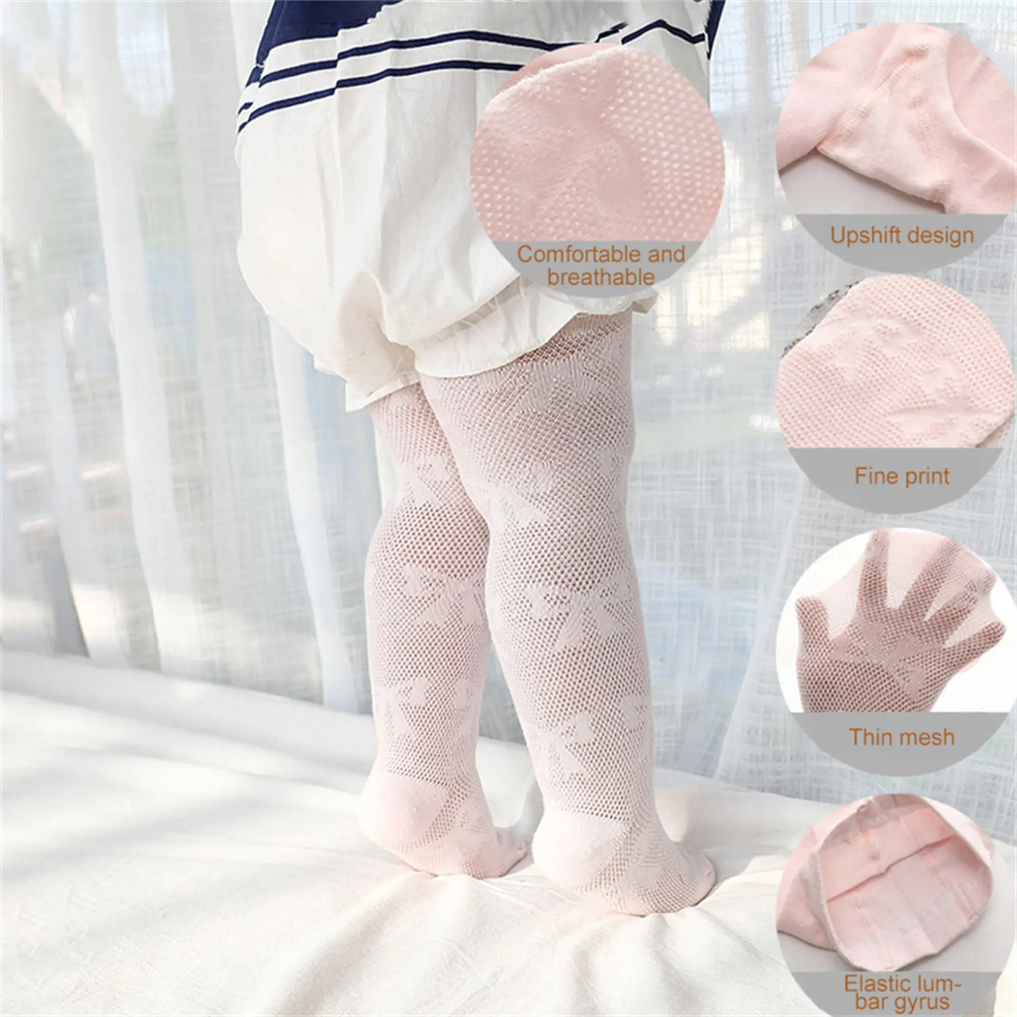 Toddler Baby Girls Tights, Bow Print Mesh Net Stocking Pantyhose Stretch Footed Leggings
