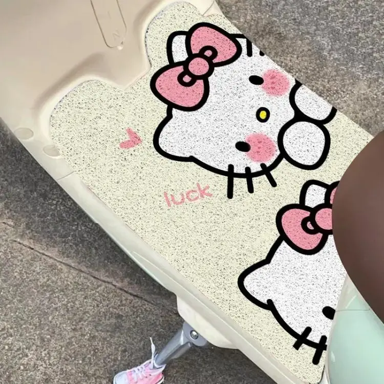 Thảm Lót Chân Xe Điện Thiết Kế Dây Hello Kitty Hoạt Hình Dễ Thương, Chống Bám Bẩn, Thông Dụng, Cắt Miễn Phí, Thảm Bàn Đạp Chống Trượt, Hàng Mới Về Năm 2025