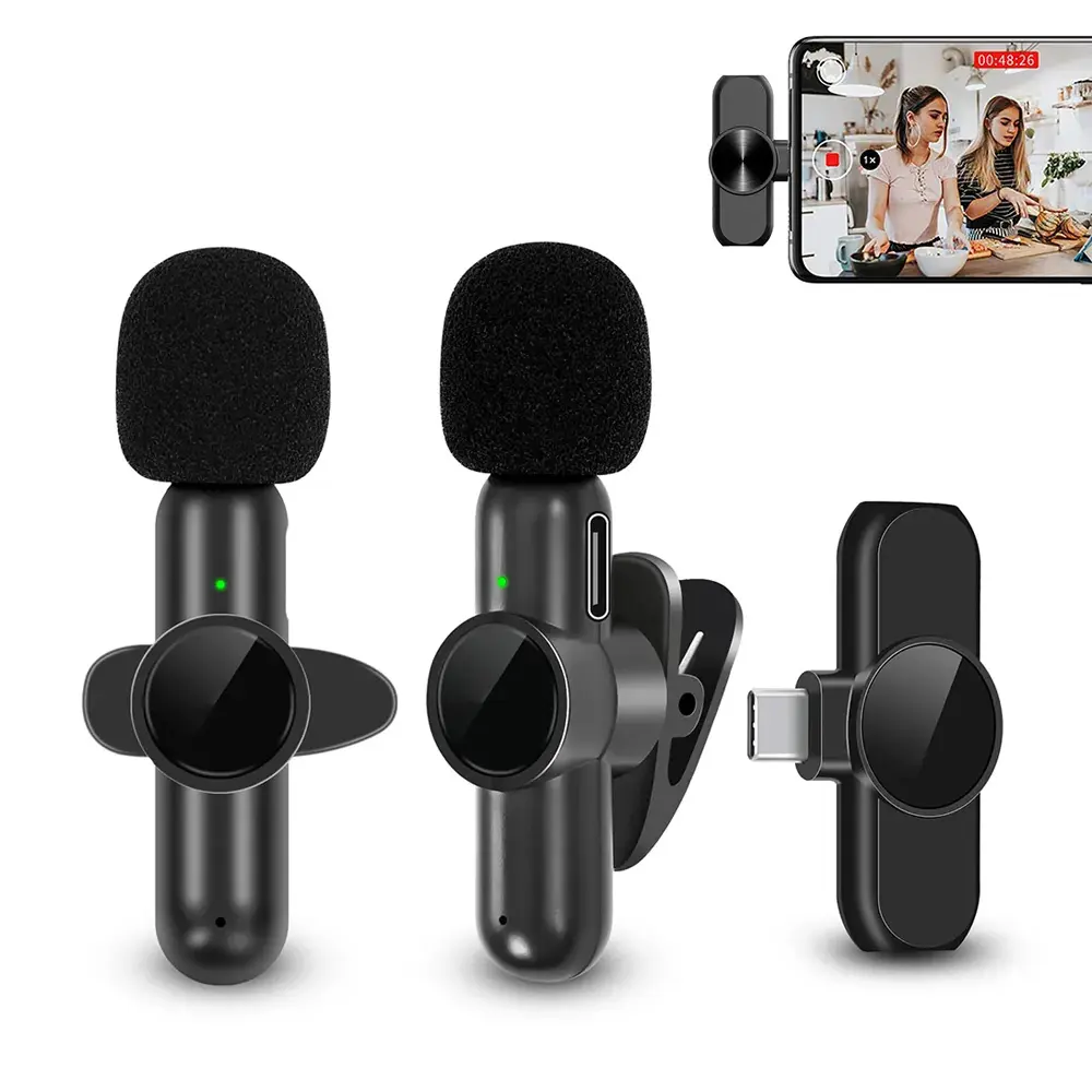 Mini Lapel Mic Wireless Lavalier Microphone for Phone Pad Android Live Broadcast Gaming Recording Interview Vlog
