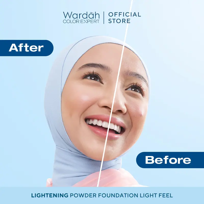 WARDAH Lightening Powder Foundation Light Feel 12g | Two Way Cake Bedak Padat Ringan & Matte dengan Niacinamide | Powder Compact Cushion untuk Skin Cerah, Blur, Tahan Lama, All Skin Type – Feel Glad, No Cakey All Day - Makeup 3