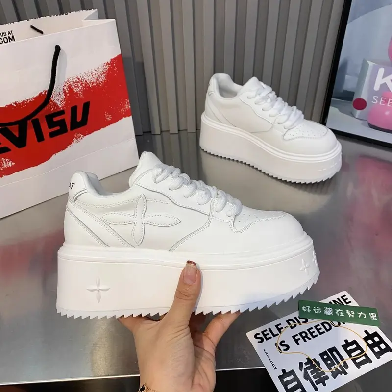 Giày Nữ Thể Thao Full Trắng Độn Đế 6cm FullBox Cao Cấp FUUTARA Sneaker Sport 2