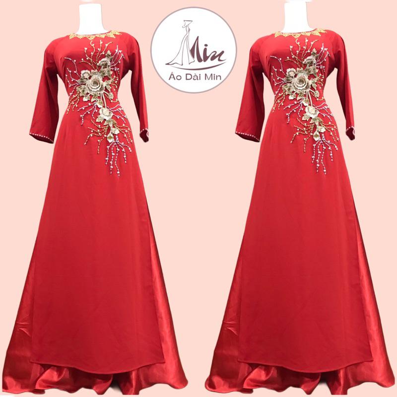 Product Introduction of Áo Dài Lụa Mỹ Cổ Tròn Tay Lỡ Đính 1 Hoa Nhiều Màu M005 63