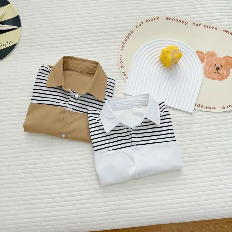 Áo Sơ Mi Phối Kẻ BUN.BON KIDS, Áo Sơ Mi Bé Trai Mặc Đi Học, Đi Chơi, Chất Thô Bóng Cho Bé Từ 12-30Kg 2