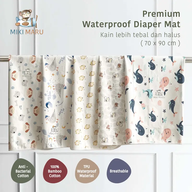 Mikimaru Waterproof Diaper Mat | Perlak Alas Ompol Bayi | Matras Bayi 0
