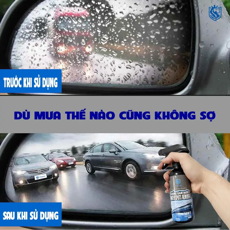 Chai xịt chống bám nước trên kính gương xe dung tích 300ml chống đọng nước mưa nano cải thiện tầm nhìn oto omino 2