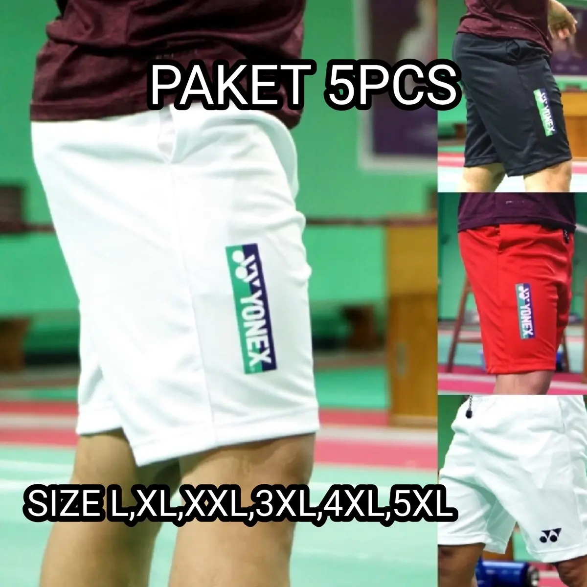 Celana Badminton paket 5 jumbo pria wanita olahraga  Nyaman ada saku kantong Set Cepat Kering Uniseks Berpori Pria Wanita Sport Kolor