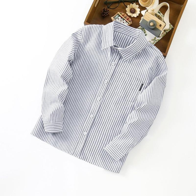 Product Introduction of Striped Shirt Kids Fashion Long Sleeve Polo Shirt Kid Boy 3 - 12 Years Old Korean Style Formal Tops Wedding Birthday Party Wear School Outfit 23