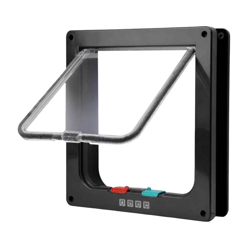 Product Introduction of Trap DoorSmart Pet Door 4 Way Lock Security Flap Sliding Door Controllable Switch Cat Puppy Safety Gate Dog Kitten Flap Door Pet Supplies 17