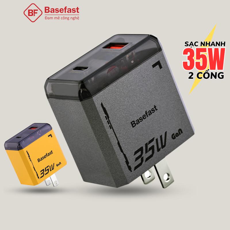 Củ sạc nhanh 35W 2 Cổng BASEFAST MARS Seri PD35W công nghệ GAN an toàn,ổn định chống cháy nổ