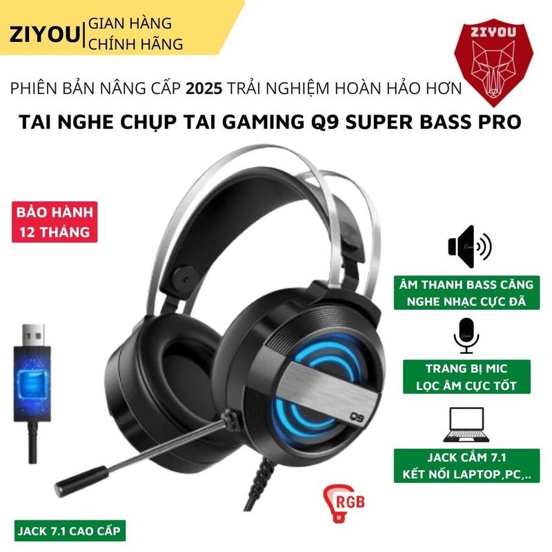 Tai Nghe Chụp Tai Gaming ZIYOU MC Q9 Có Đèn Led Đổi Màu Có mic đàm thoại cho máy tính laptop Nhét Tai Nghe Nhạc Earphone