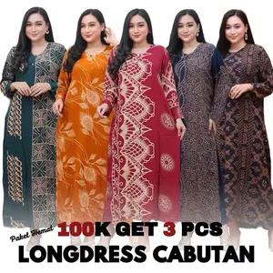 Longdress 100 Ribu Dapat 3 Pcs Paket Usaha Casual Kancing