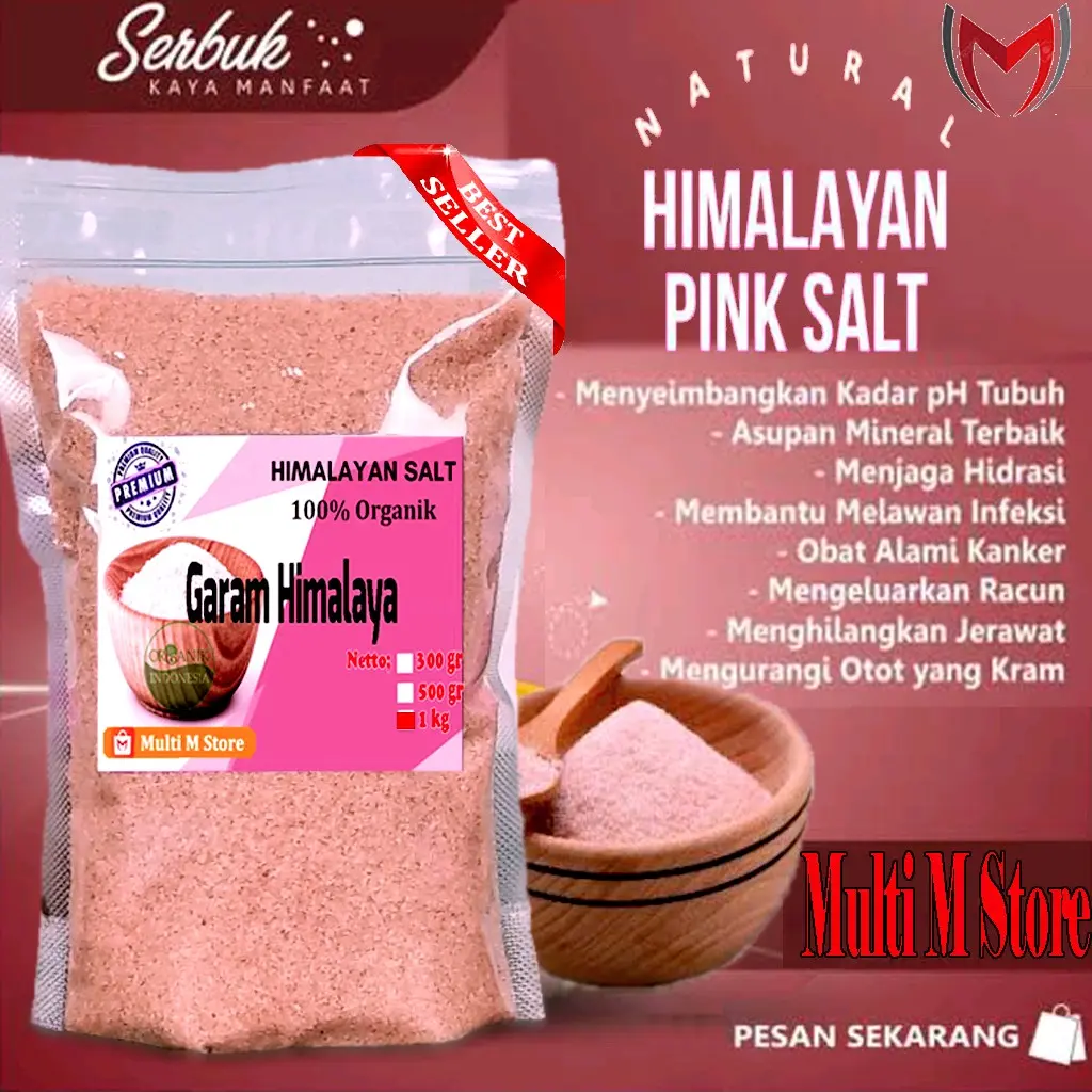 Organik Himalayan Salt 1000 Gram | Garam Himalaya Murni