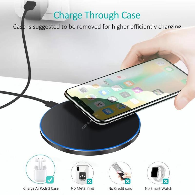 Product Introduction of 15W Wireless Charger, Wireless Charging Pad with Type-C Cable, Portable Fast Charging Pad Compatible with Multiple Smartphones 6