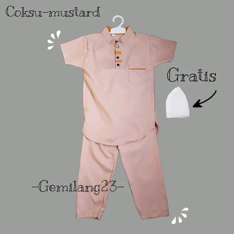 100 RIBU 3 PCS SETELAN ONE SET BAJU MUSLIM TAKWA KOKO GRATIS PECI USIA 1-10 TAHUN Katun 3