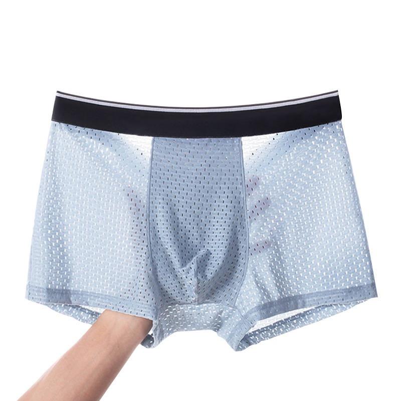 Quần Đùi Boxer, 4 Chiếc Trong 1, Đồ Lót Lưới, Dành Cho Nam Giới, Làm Bằng Lụa Lạnh Và Thoáng Khí, Thích Hợp Mặc Bên Trong 4