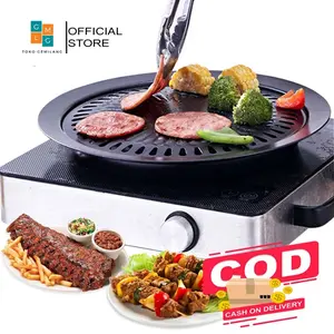 Grosir Panggangan BBQ Bulat 32Cm Ultra Grill Pan Drip Pan Plate Smokeless Anti Lengket / Alat Pemanggang bakaran ikan sate Daging sapi kambing ayam steak yakiniku bbq teriyaki Ala Korea Smokeless Kompor Portable Alas Panggang Serbaguna Keren