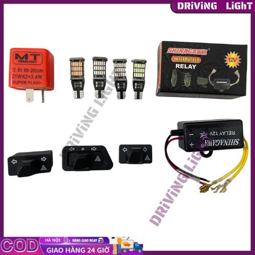 COMBO 7 Món Nhại Còi + Công Tắc Hazard + 4 Led Xi Nhan T15 + Cục Chớp Điện Tử Cho Nhiều Dòng Xe Phụ Kiện Titan, led,đochoixemay,sirius,ex,win còinhại còi Phụ Tùng nhại  còi