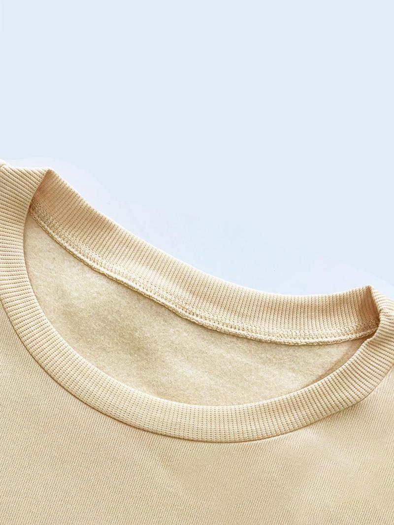 Product Introduction of Women's Letter Print Drop Shoulder Sweatshirt, Casual Long Sleeve Round Neck Pullover For Daily Wear, Ladies Clothes For All Seasons 3
