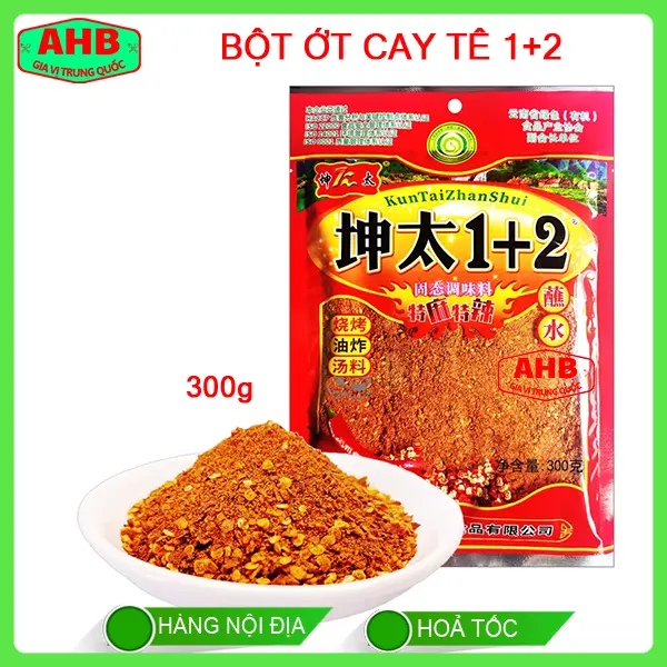 [Gói To Tiết Kiệm 300g]  Gia Vị Bột Ớt Cay Tê 1+2 Tẩm Ướp Nướng, Rắc Đồ Ăn, Pha Nước Chấm Gói 300g