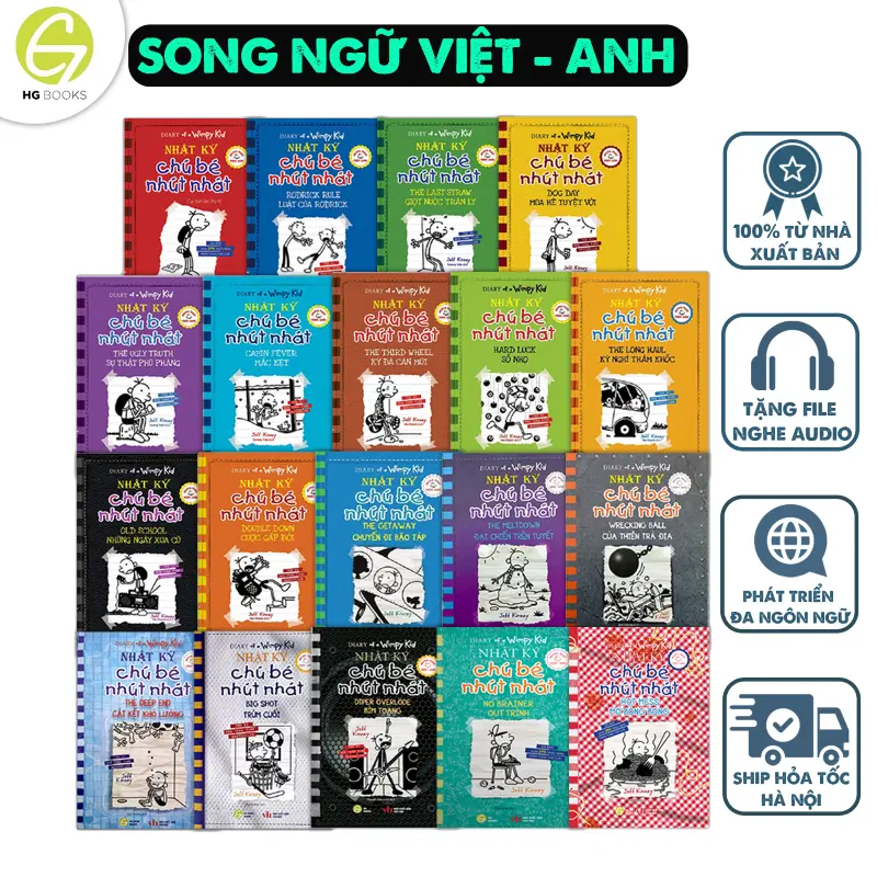 Sách Nhật Ký Chú Bé Nhút Nhát song ngữ (Tập lẻ) - Diary of A Wimpy Kid tặng kèm file nghe và note từ vựng