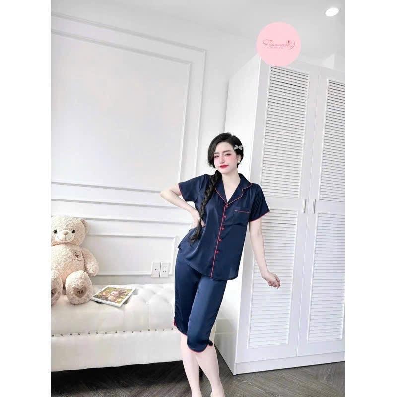 Bộ lửng Latin màu trơn 40/75kg viền tay ngắn, cổ truyền thống.Bộ mặc nhà thoáng mát nữ  Women 4