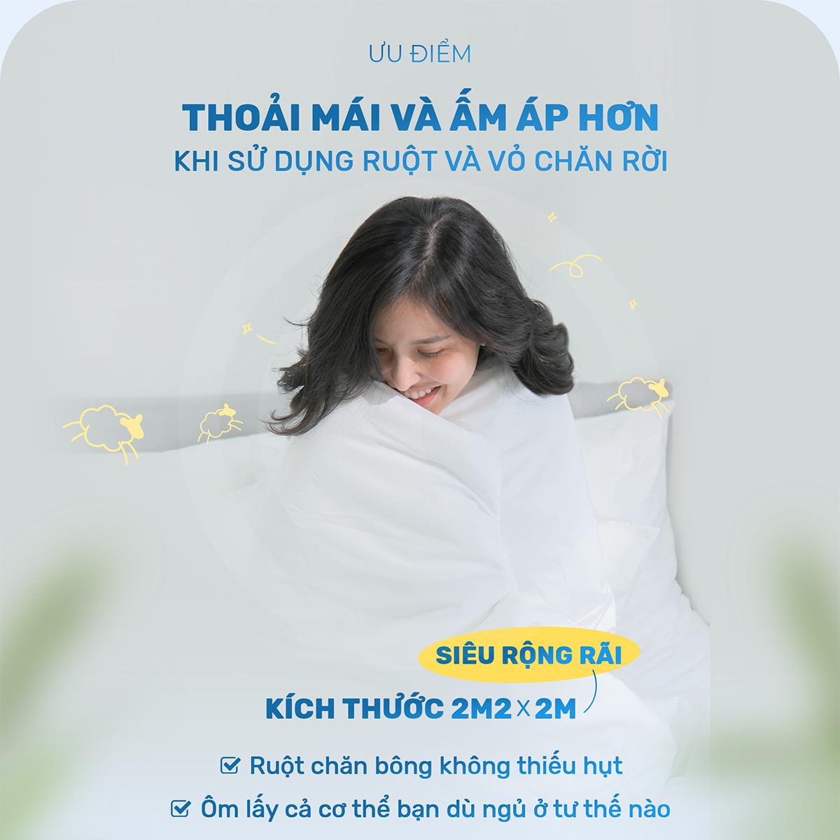 Ruột chăn mềm mại nhẹ phù hợp mọi mùa