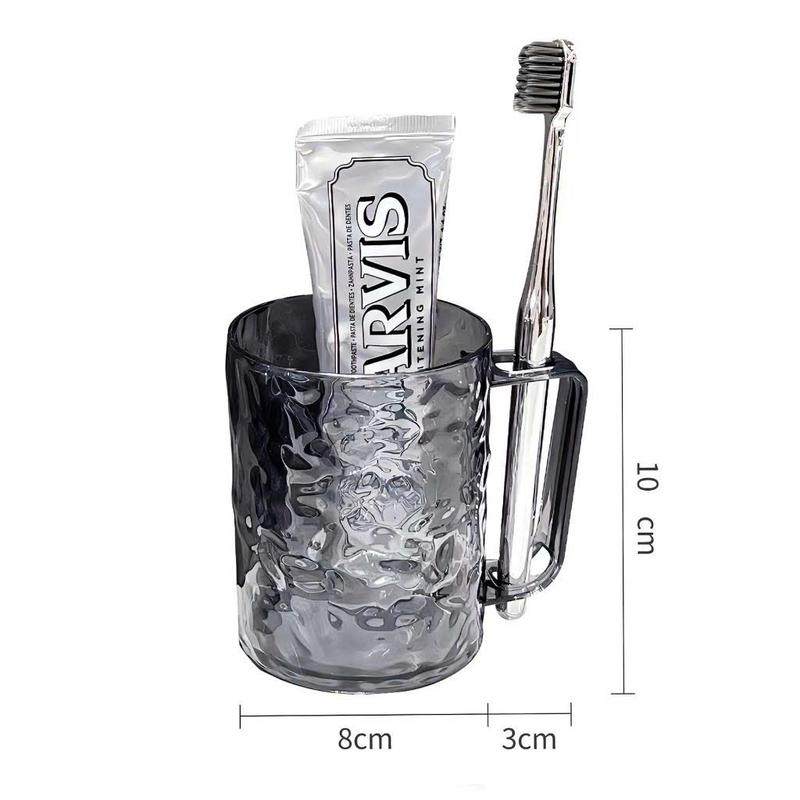 Cốc Đánh Răng Trong Suốt Bằng Nhựa - Cốc Uống Nước Vân Pha Lê Sang Trọng Có Tay Cầm H45 2