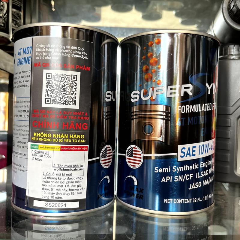 Nhớt Super SYN 10w40 cho Xe Ga/Xe Số 946ml, Nguyên liệu nhập khẩu từ Mỹ Dầu Nhớt