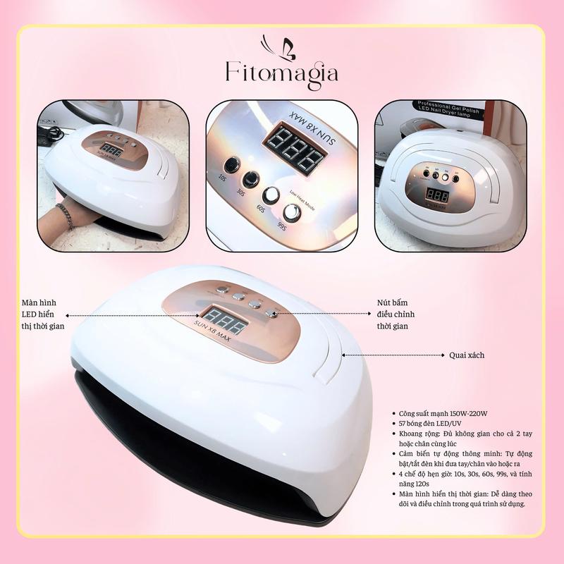 Máy Hơ Gel SUN X8 - 57 Bóng LED, Công Suất 150W - Hơ Nhanh, Đều, Bền