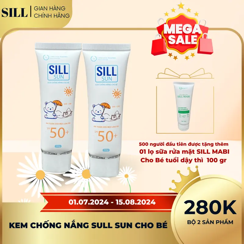 Kem chống nắng cho bé Sill Sun kids 50+ an toàn cho trẻ sơ sinh & em bé da nhạy cảm 1
