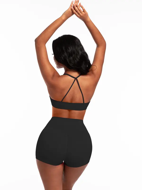 Women's Solid Twist Backless Sports Bra, Comfy Breathable Sports Bra for Yoga Gym Workout, Ladies Sportswear for All Seasons 4